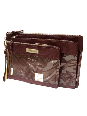 🆕 LILY & JADE MAROON RUBY ZIPPERED SET OF 3 PACKING TRAVEL ORGANIZING BAGS